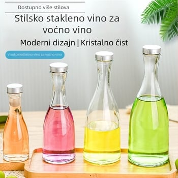 Prozirna staklena boca za napitke, idealna za mlijeko čaj i domaće voćno vino; zatvorena boca s kreativnim dizajnom.