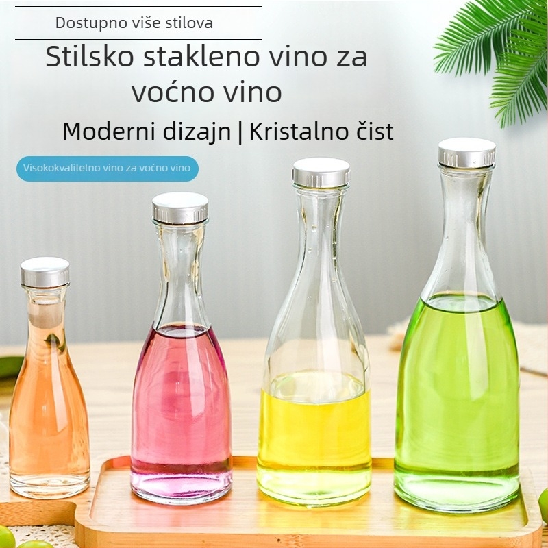 Prozirna staklena boca za napitke, idealna za mlijeko čaj i domaće voćno vino; zatvorena boca s kreativnim dizajnom.