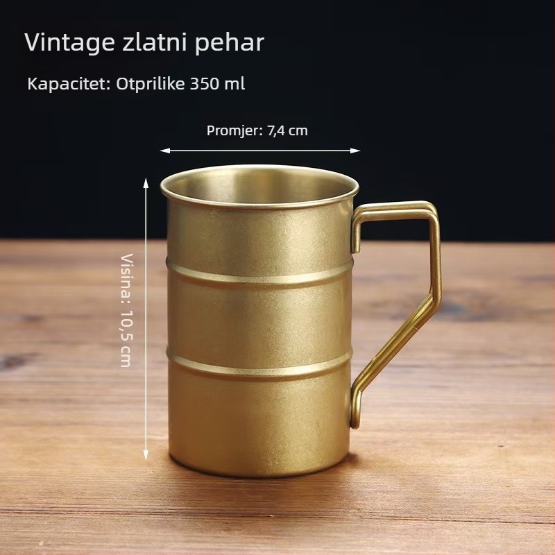 Čaša za pivo od nehrđajućeg čelika 304, retro industrijski stil, 301–400 ml, kampiranje na otvorenom