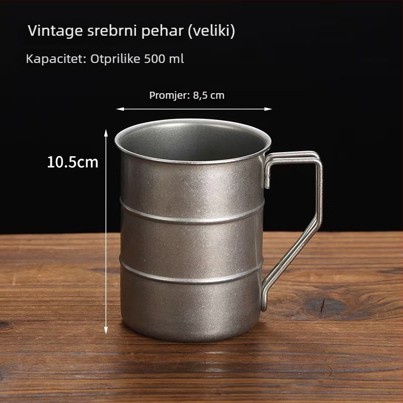 Čaša za pivo od nehrđajućeg čelika 304, retro industrijski stil, 301–400 ml, kampiranje na otvorenom