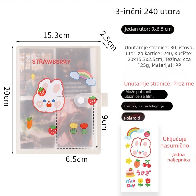 Polaroid stil fotoalbum s matnom prozirnom koricom, kompaktno skladište za male kartice, spomen zbirka fotografija, album s temom zvijezda