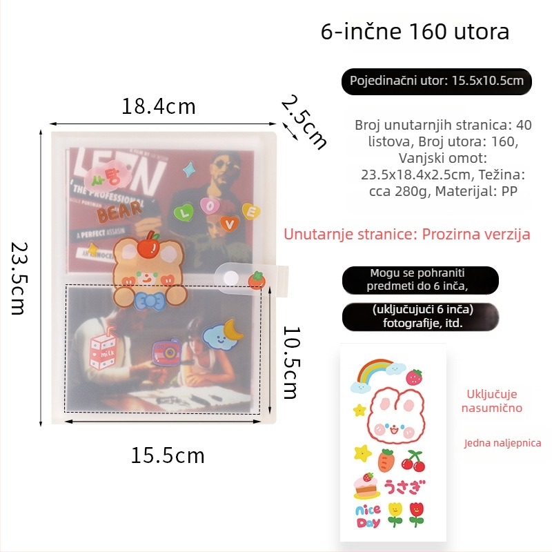 Polaroid stil fotoalbum s matnom prozirnom koricom, kompaktno skladište za male kartice, spomen zbirka fotografija, album s temom zvijezda