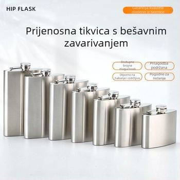 Nerđajući čelik bočica za vino s plosnim profilom i kompaktnom čašom, lagana za vanjsku upotrebu, minimalistički retro dizajn