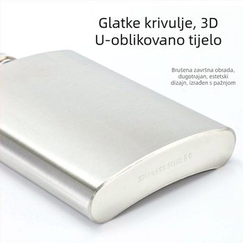 Nerđajući čelik bočica za vino s plosnim profilom i kompaktnom čašom, lagana za vanjsku upotrebu, minimalistički retro dizajn