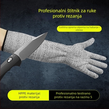 Produženi rukavi otporni na rezanje, razina HPPE 5, zaštita podlaktice od ogrebotina, otpornost na ugrize i rezanje, zaštita od probijanja, radničke rukavice za gradilište