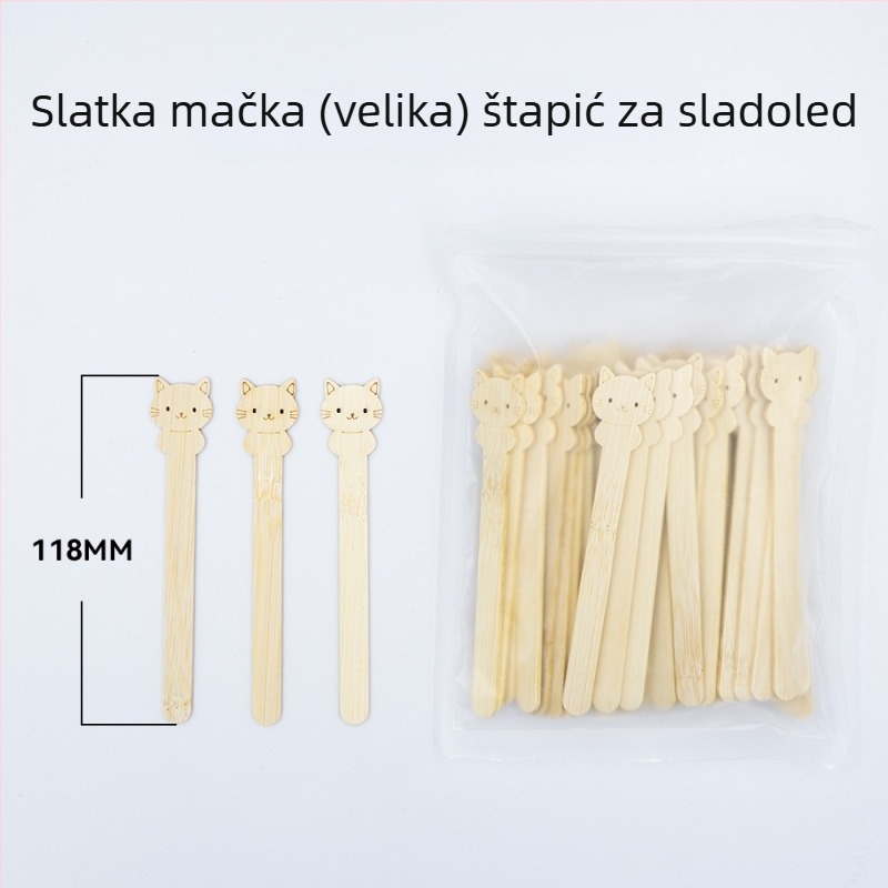 Jednokratne štapiće od bambusa za sladoled za djecu, crtani voćni štapići, biološki razgradivi.