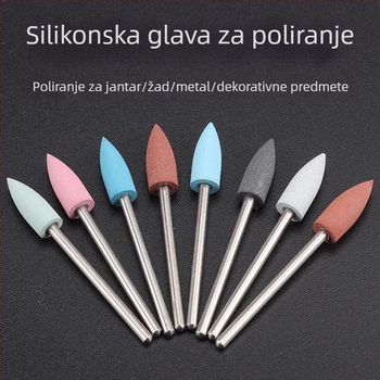 Silikonska glava za brušenje za rezbarenje nefrita, žada i ahata, okrugla glava, 2.35 mm osovina