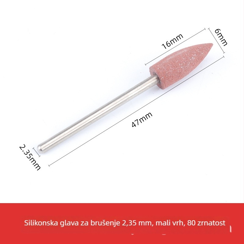 Silikonska glava za brušenje za rezbarenje nefrita, žada i ahata, okrugla glava, 2.35 mm osovina