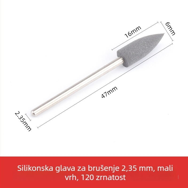 Silikonska glava za brušenje za rezbarenje nefrita, žada i ahata, okrugla glava, 2.35 mm osovina