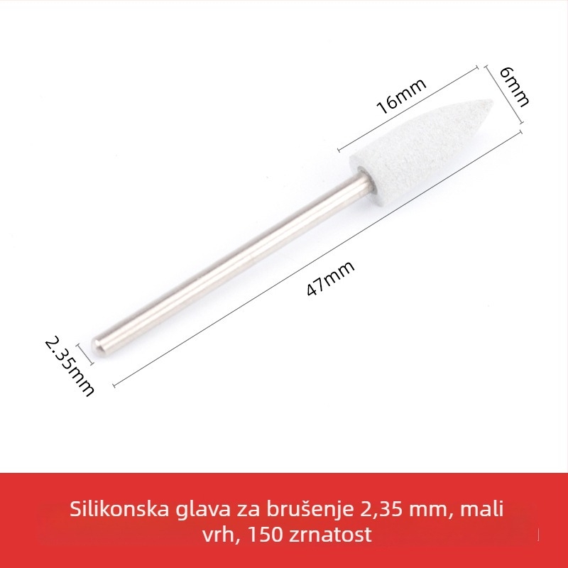 Silikonska glava za brušenje za rezbarenje nefrita, žada i ahata, okrugla glava, 2.35 mm osovina