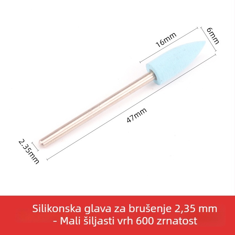 Silikonska glava za brušenje za rezbarenje nefrita, žada i ahata, okrugla glava, 2.35 mm osovina