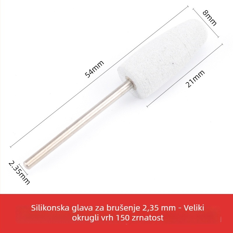 Silikonska glava za brušenje za rezbarenje nefrita, žada i ahata, okrugla glava, 2.35 mm osovina