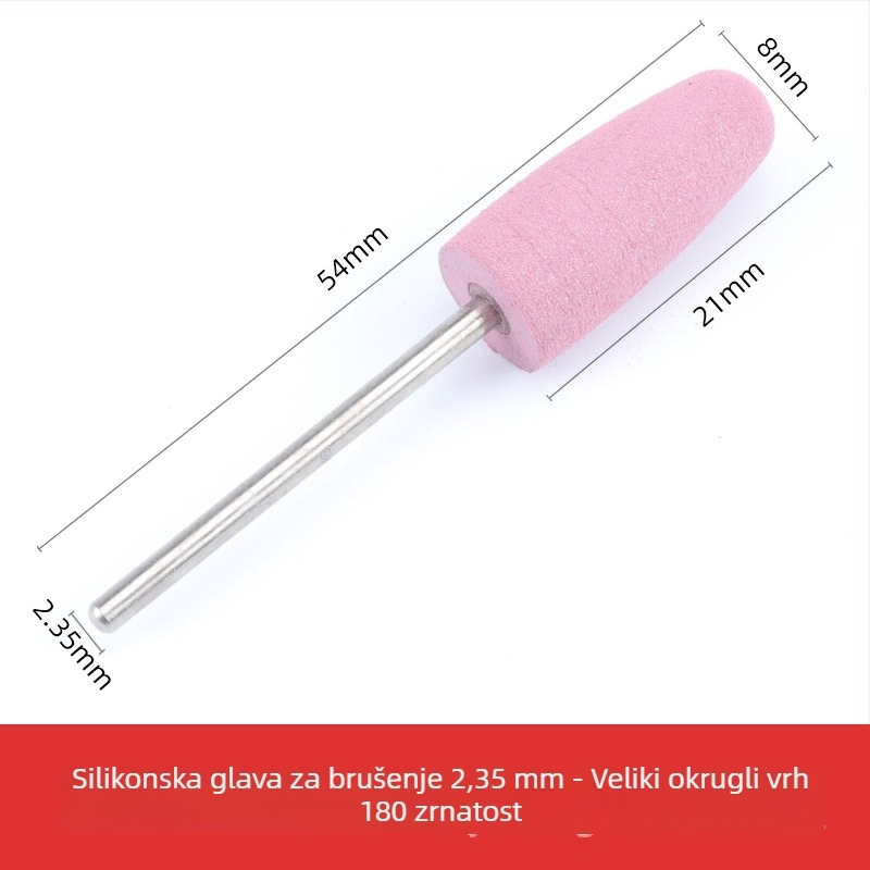 Silikonska glava za brušenje za rezbarenje nefrita, žada i ahata, okrugla glava, 2.35 mm osovina