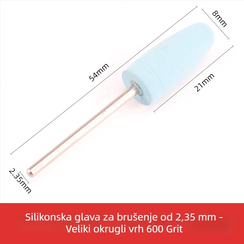 Silikonska glava za brušenje za rezbarenje nefrita, žada i ahata, okrugla glava, 2.35 mm osovina