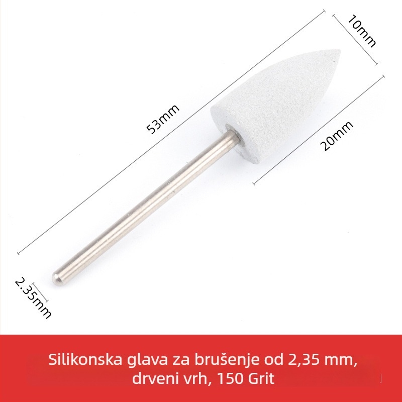 Silikonska glava za brušenje za rezbarenje nefrita, žada i ahata, okrugla glava, 2.35 mm osovina