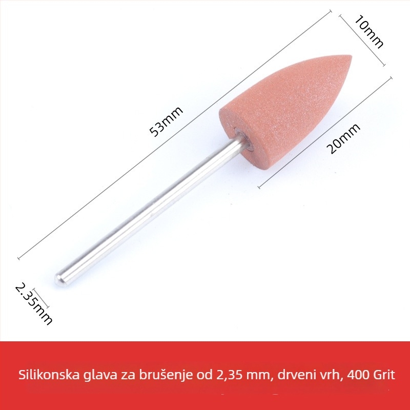 Silikonska glava za brušenje za rezbarenje nefrita, žada i ahata, okrugla glava, 2.35 mm osovina