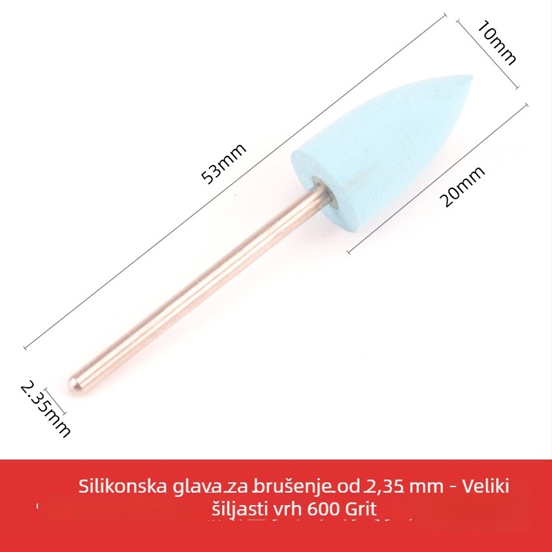 Silikonska glava za brušenje za rezbarenje nefrita, žada i ahata, okrugla glava, 2.35 mm osovina
