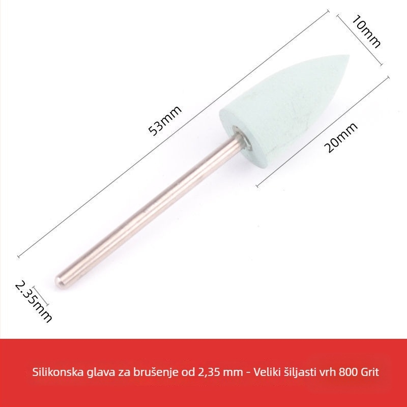 Silikonska glava za brušenje za rezbarenje nefrita, žada i ahata, okrugla glava, 2.35 mm osovina
