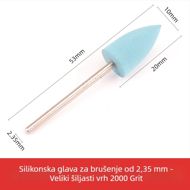 Silikonska glava za brušenje za rezbarenje nefrita, žada i ahata, okrugla glava, 2.35 mm osovina