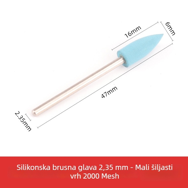 Silikonska glava za brušenje za rezbarenje nefrita, žada i ahata, okrugla glava, 2.35 mm osovina