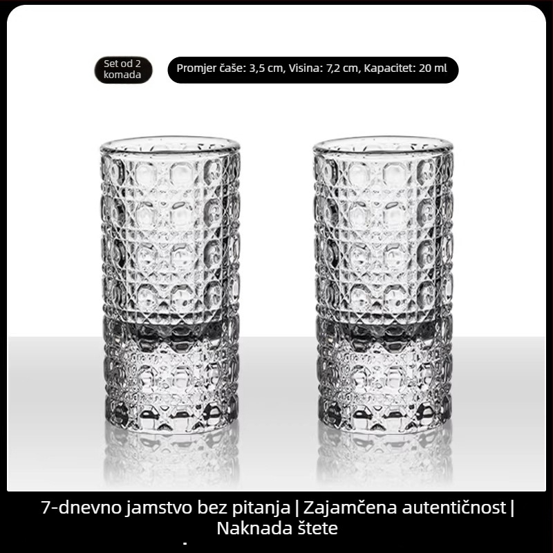 Debljane kristalne čaše za rakiju – set, male kućne čaše za jednu porciju, dozator napitka