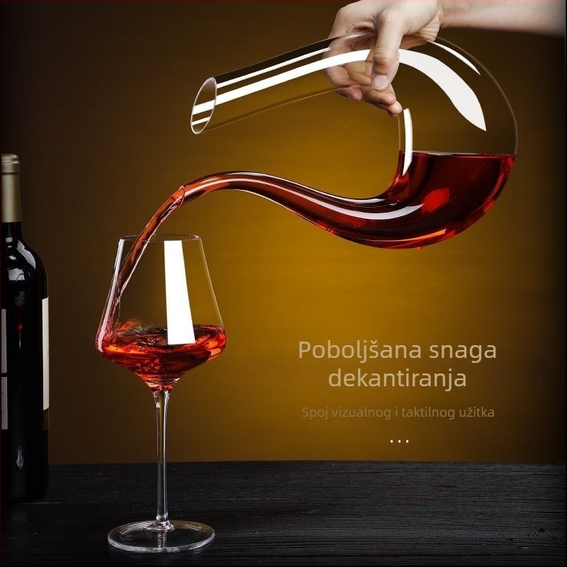 Dekanter za crveno vino od bezolovnog kristala, u obliku harfe, s U-oblikovanim nagibom otvora, za kućnu upotrebu