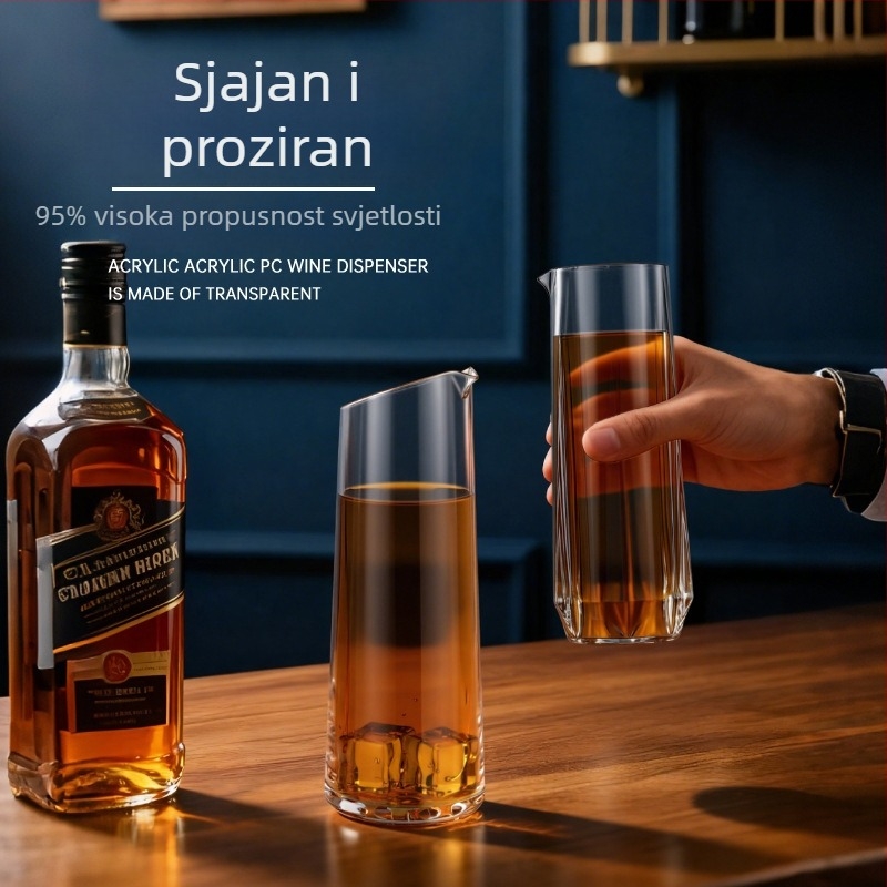 Akrilni dekanter 500 ml, čaša s dijamantom, otporna na lomljenje