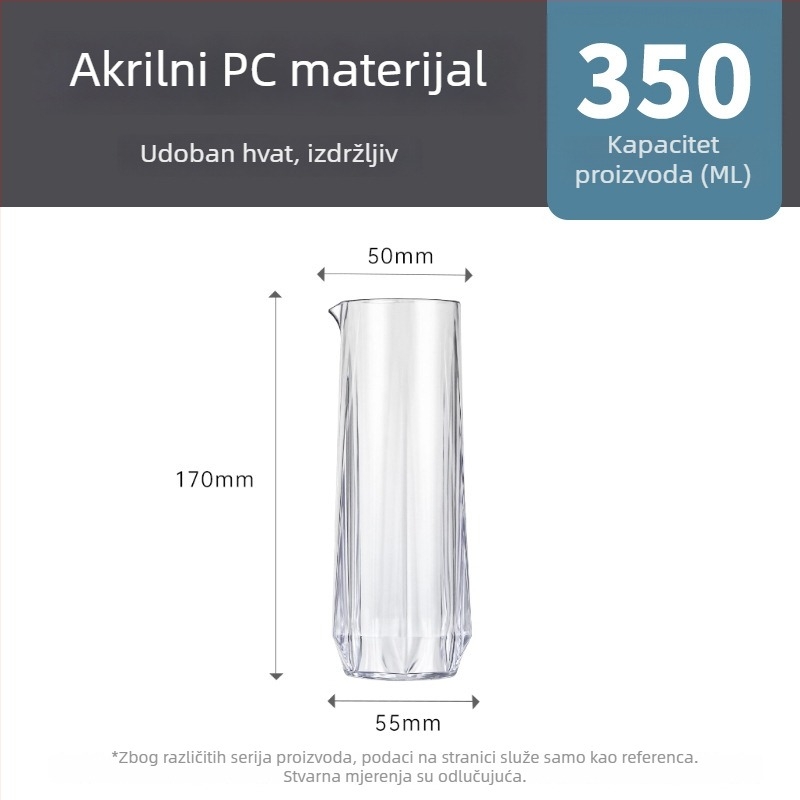 Akrilni dekanter 500 ml, čaša s dijamantom, otporna na lomljenje