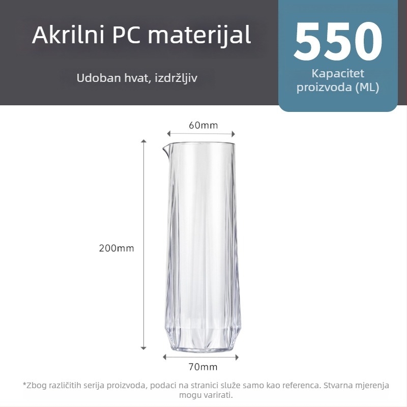 Akrilni dekanter 500 ml, čaša s dijamantom, otporna na lomljenje