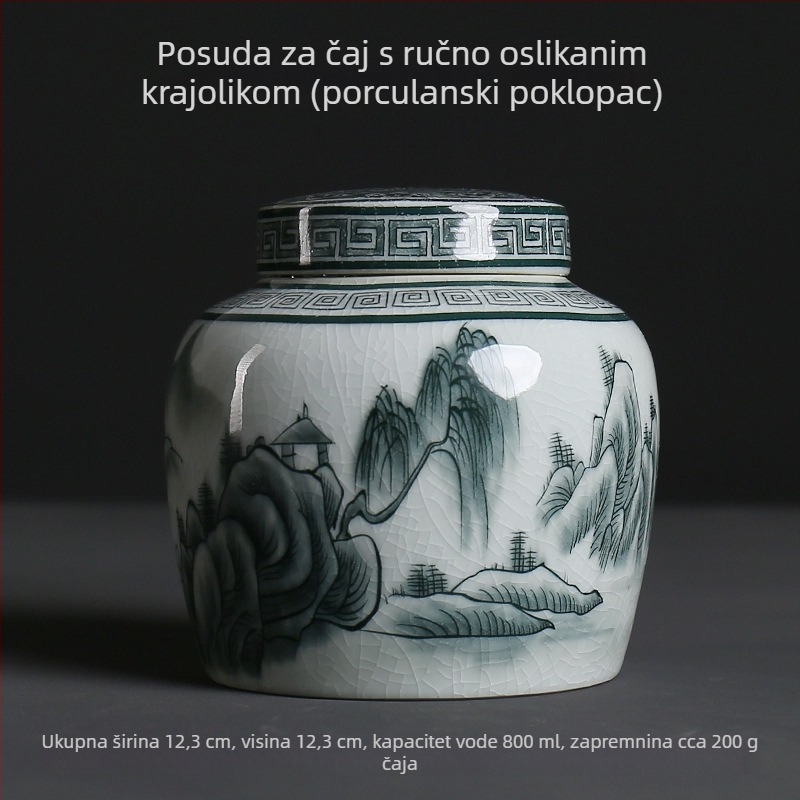 Anti Ge Kiln plavo‑bijeli porculanski čajni spremnik, keramički hermetički spremnik za bijeli čaj i Pu'er, prenosan