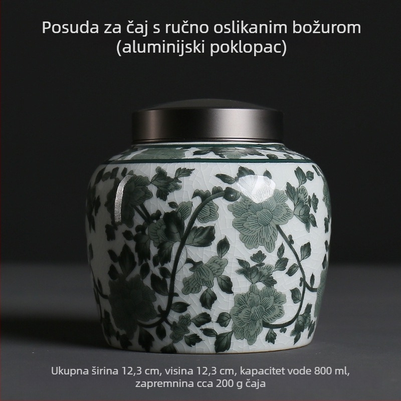 Anti Ge Kiln plavo‑bijeli porculanski čajni spremnik, keramički hermetički spremnik za bijeli čaj i Pu'er, prenosan