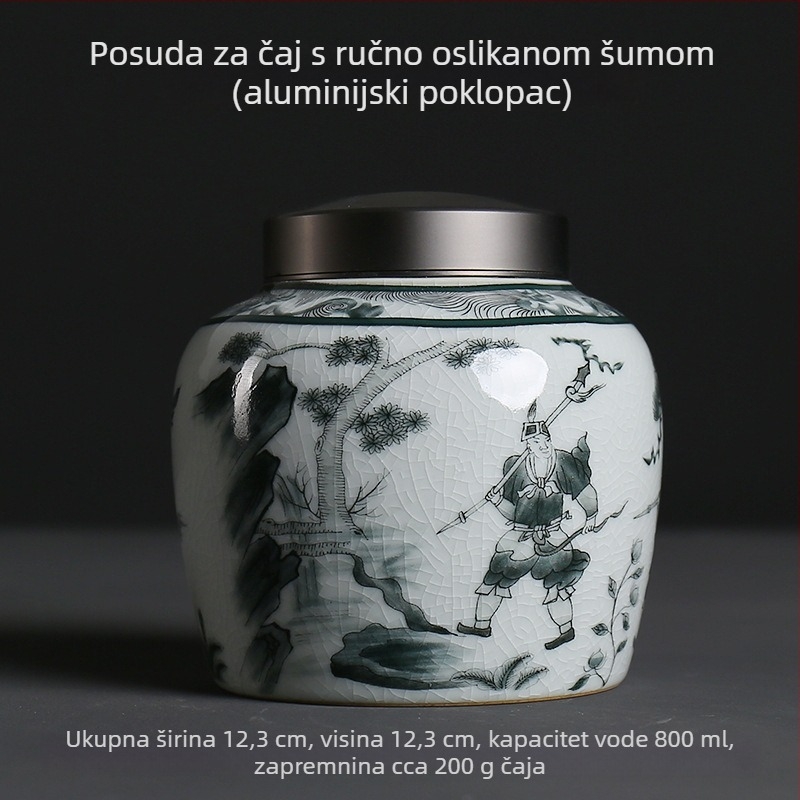 Anti Ge Kiln plavo‑bijeli porculanski čajni spremnik, keramički hermetički spremnik za bijeli čaj i Pu'er, prenosan