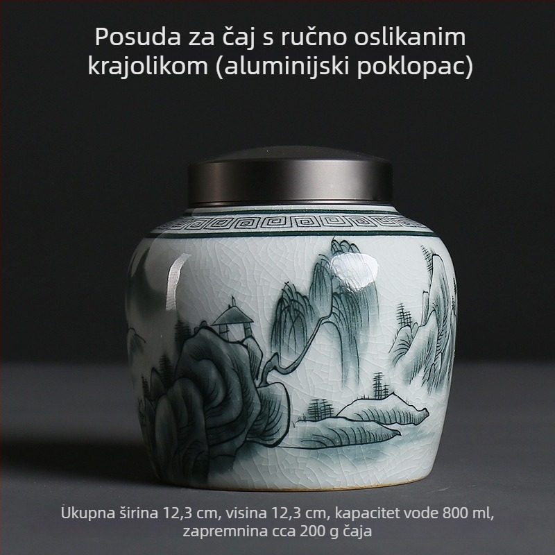 Anti Ge Kiln plavo‑bijeli porculanski čajni spremnik, keramički hermetički spremnik za bijeli čaj i Pu'er, prenosan
