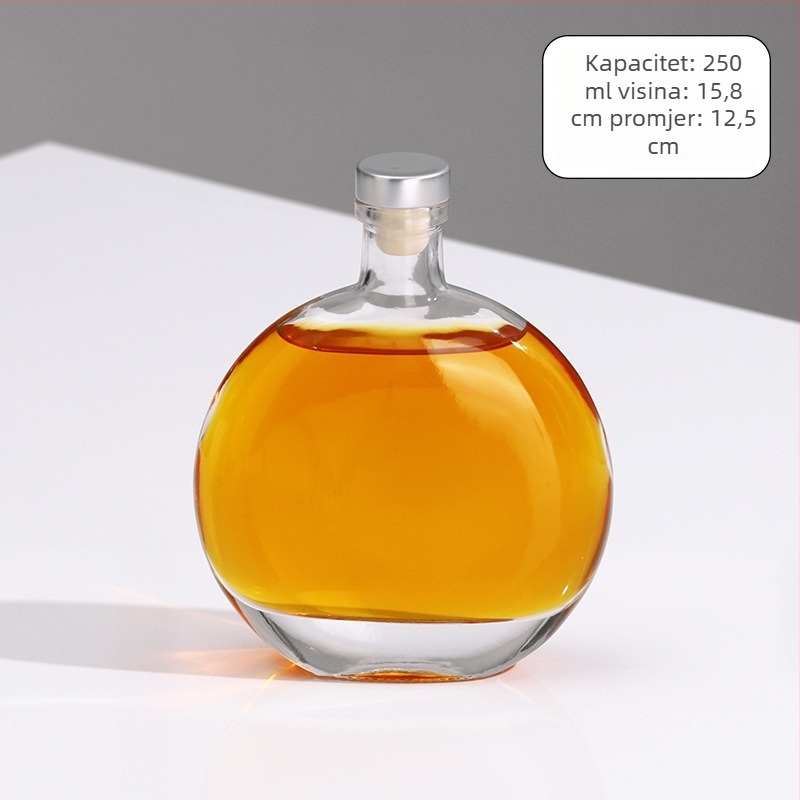Ravne ovalne mini bočice vina: 500 ml bočice ledenog vina, 500 ml bočice kave, 250 ml bočice neutralnih alkohola, 250 ml bočice voćnog vina