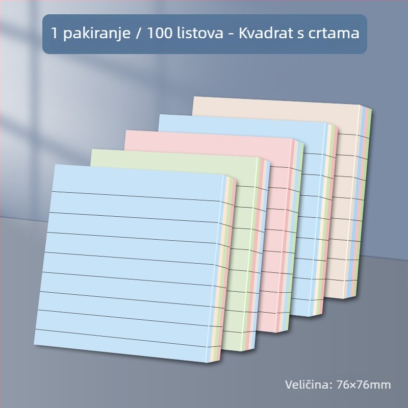 Šarene velike ljepljive bilježke s linijama za učenike – kreativni notes
