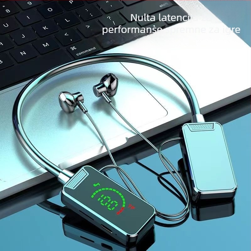 Bluetooth slušalice oko vrata, s digitalnim zaslonom, velikim kapacitetom baterije, poluotvoren dizajn, sportski stereo