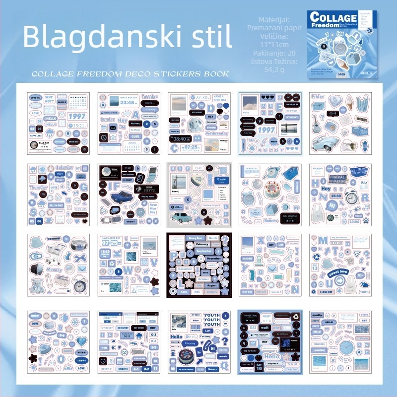 Yu Xian Retro kolagenske naljepnice za dnevnik – DIY dekor, bez rezanja