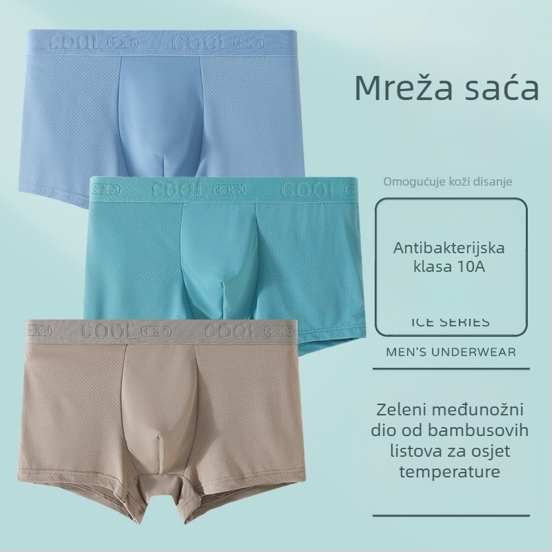 Muške boxerice od ice silk, antibakterijske, 10A, prozračne, srednjeg pojasa