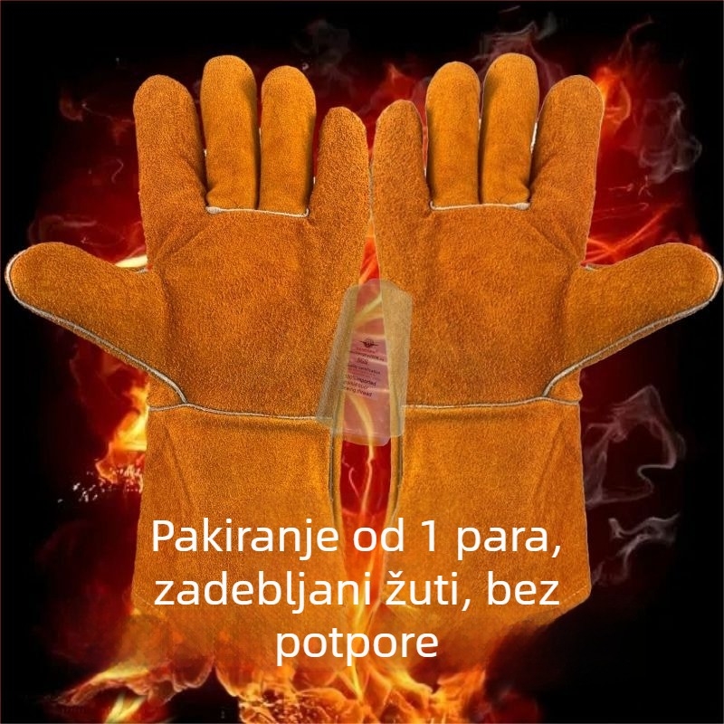 Zavarivačke rukavice od mekane kože, debeli, otporne na vatru, zimi, industrijske, protiv opeklina, visoke temperature, dugačak dizajn