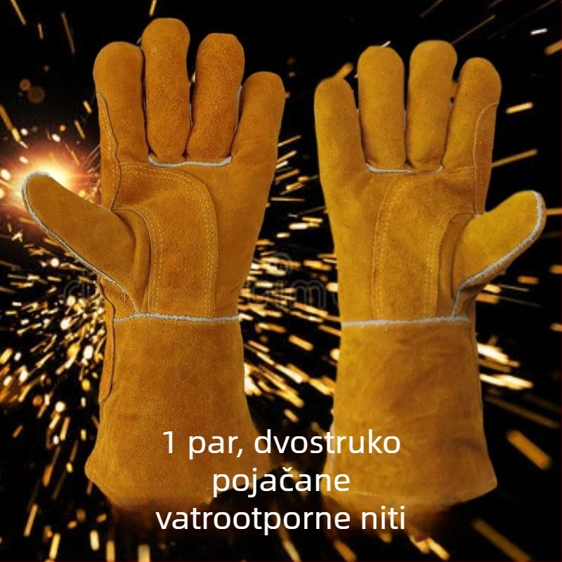Zavarivačke rukavice od mekane kože, debeli, otporne na vatru, zimi, industrijske, protiv opeklina, visoke temperature, dugačak dizajn