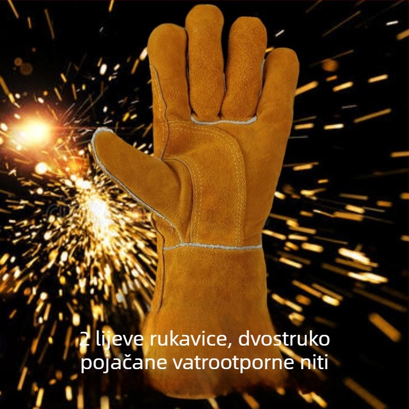 Zavarivačke rukavice od mekane kože, debeli, otporne na vatru, zimi, industrijske, protiv opeklina, visoke temperature, dugačak dizajn