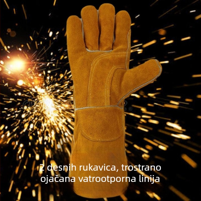 Zavarivačke rukavice od mekane kože, debeli, otporne na vatru, zimi, industrijske, protiv opeklina, visoke temperature, dugačak dizajn