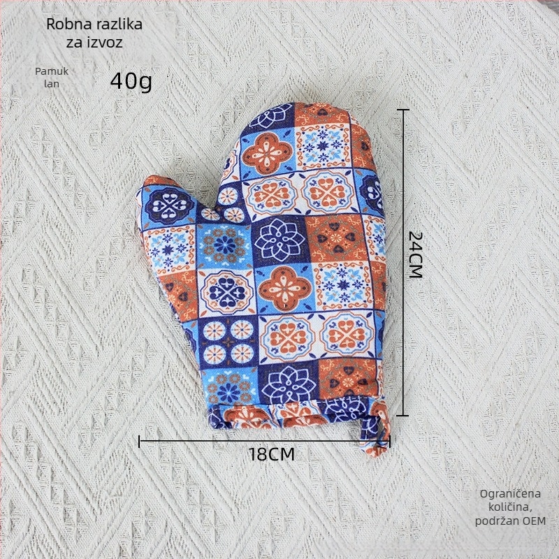 Debele rukavice za mikrovalnu pećnicu, zaštita od opeklina, protuklizne, otporne na visoke temperature, izolacijske, kuhinja i pečenje, pamuk-lin materijal, dužina 24 cm, japanski stil