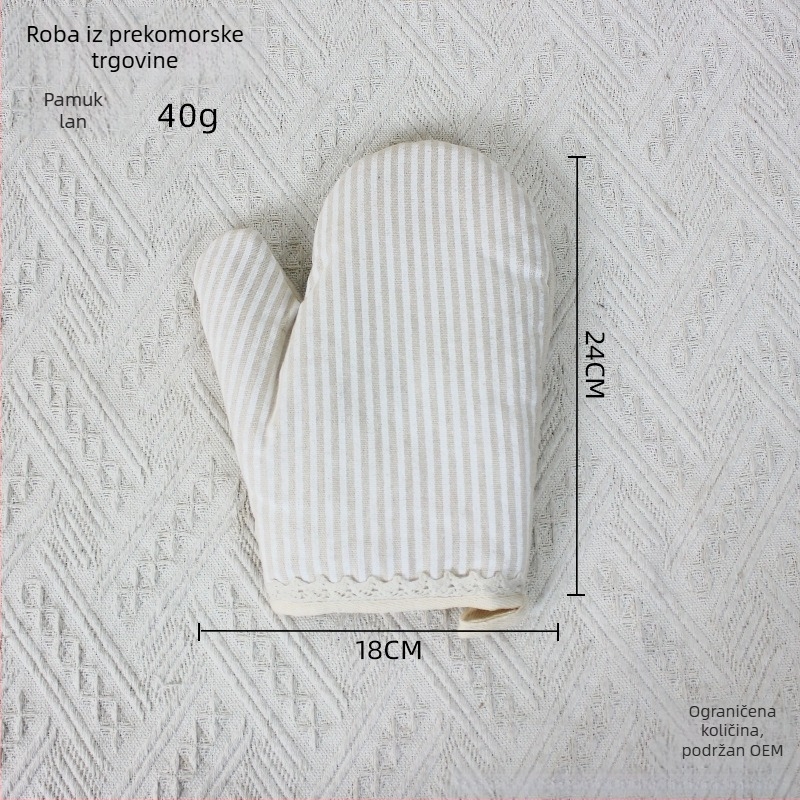 Debele rukavice za mikrovalnu pećnicu, zaštita od opeklina, protuklizne, otporne na visoke temperature, izolacijske, kuhinja i pečenje, pamuk-lin materijal, dužina 24 cm, japanski stil