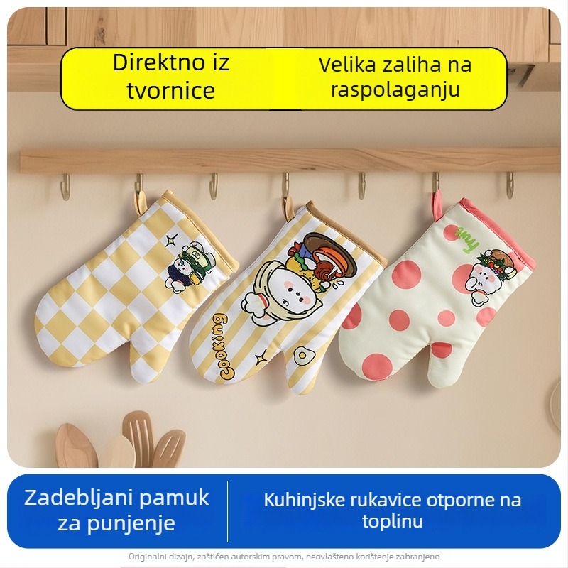 Slatke rukavice za pečenje za žene, visokokvalitetne kuhinjske rukavice za pećnicu, zaštita od opeklina za mikrovalne, debele i izolirane velike rukavice