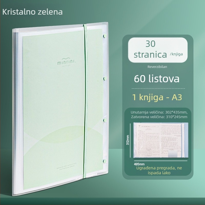 Deli PQ12 Prozirni folder s prozirnim insertima za A3 dokumente, organizator ispita