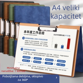 A4 mapa za dokumente od PU materijala, sustav za spajanje i listove, sklopiva mapa za dokumente, PU pločica za pisanje, otisak logotipa, ojačana konstrukcija