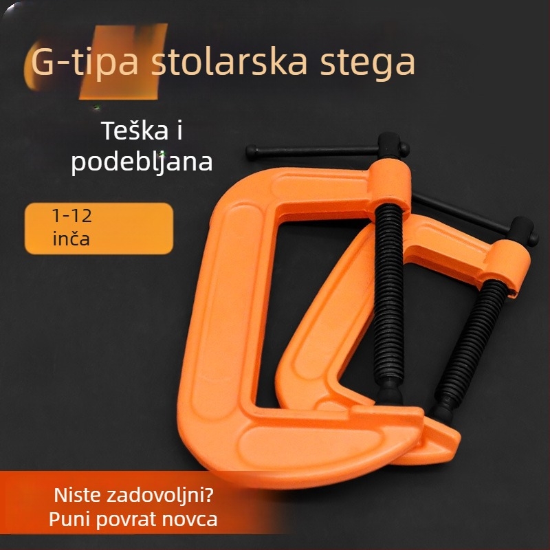Snažan G-tip steznik, metalni steznik, stolarski steznik, podesiv tlak 0–150 mm