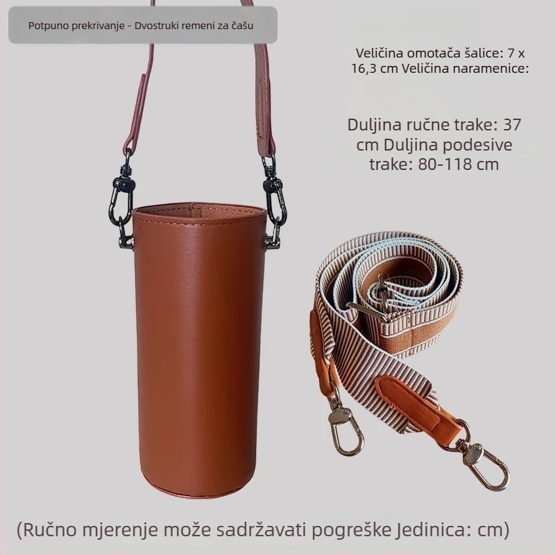 Velika premium PU kožna futrola za termosicu s crossbody naramenicom