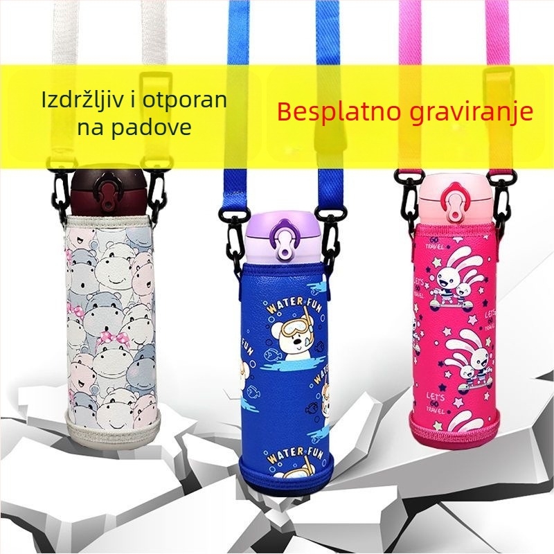 Dječja futrola za termos šalice, universalni zaštitni poklopac, s naramenicom, kapacitet 350–500 ml